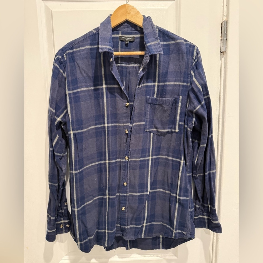 Bruno Magli Navy Checkered Men's Shirt